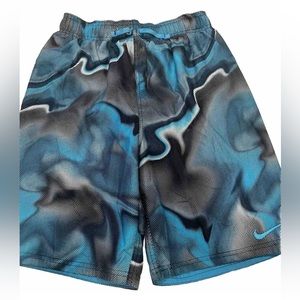 Nike Boys Size Youth XL Turquoise and Black Swim Trunks Shorts Elastic Waist